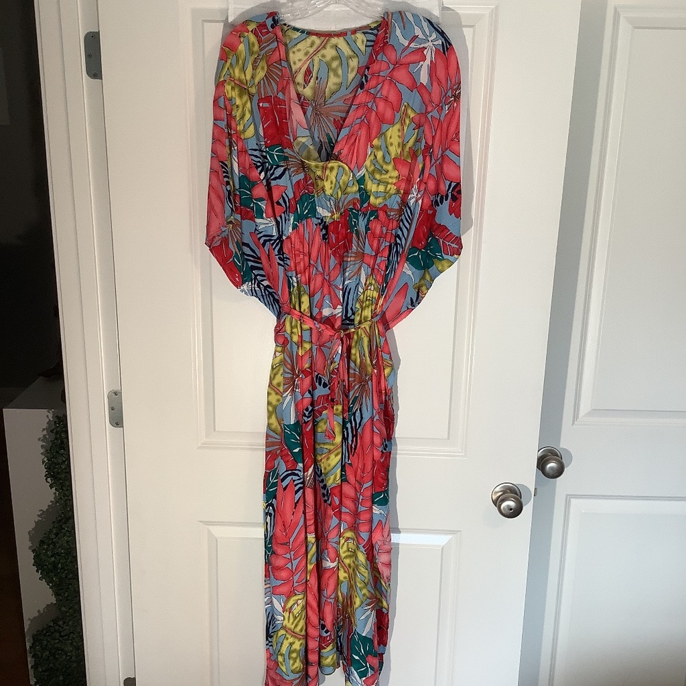 Bohemian Colorful Floral Kaftan Casual Dress Multi Colors